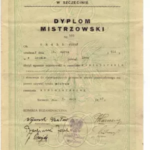 dyplom-mistrza-jozef-orell